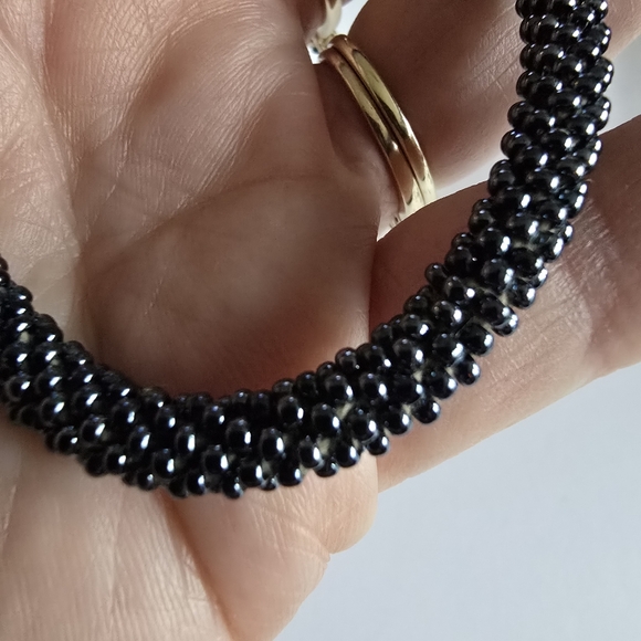 Bead bracelet roll on black glass beaded - Picture 6 of 6